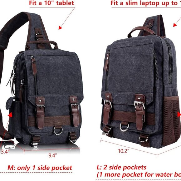 Retro Crossbody Bag Sling Bag Canvas Messenger Bag for Men Women Shoulder Bag Cr - Picture 3 of 8